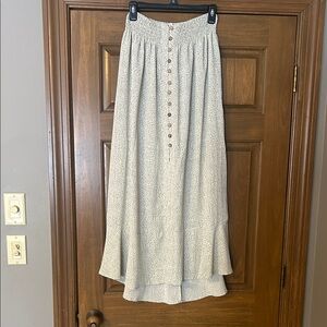 Elegant Pale Sage and White Button-Down Skirt